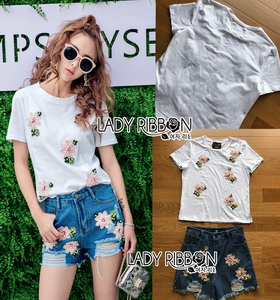 Lady Ribbon Ronnie Casual Denim Short Jeans Set