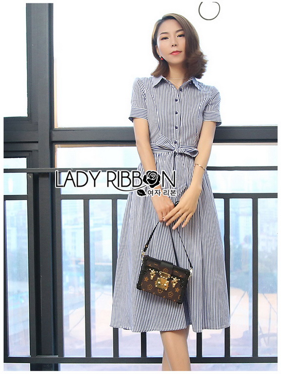 Shirt Dress Lady Ribbon ขายเชิ้ตเดรส