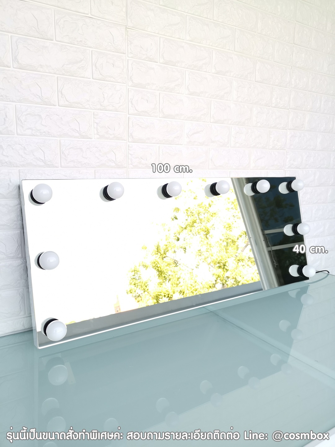 กระจกแต่งหน้า กระจกมีไฟ (Frameless : ไร้ขอบ) - ขนาด 100 x 40 cm. (รุ่นแขวนผนัง)