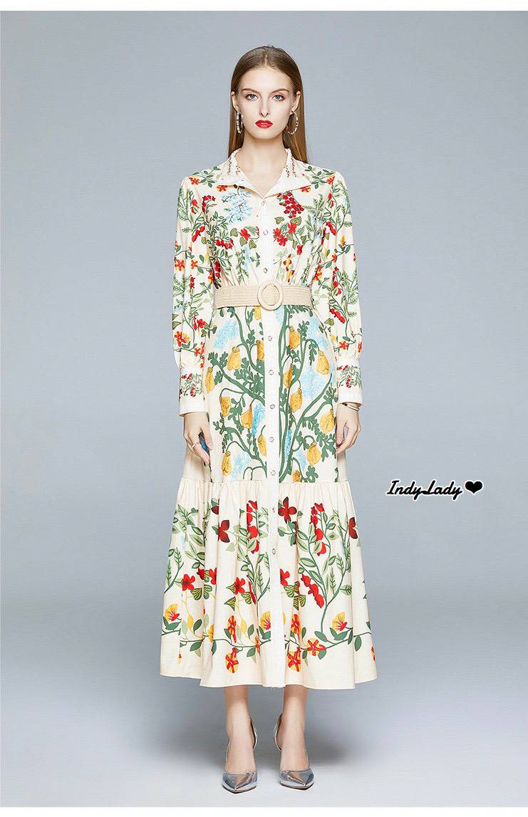 Dressกระดุมหน้าแขนยาว