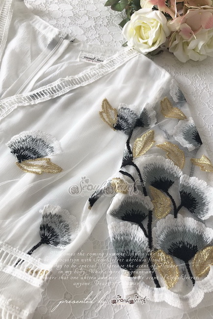 เดรสทรงคอวีแขนสั้นนะคะ ดีเทลแม็กซี่เดรสเนื้อผ้า Tulle ตาข่ายแบบโปร่ง