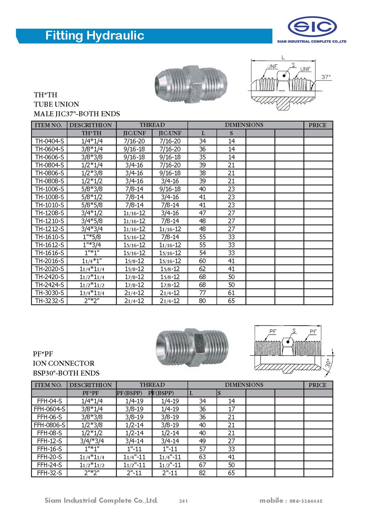 ข้อต่อไฮดรอลิค Fitting Hydraulic 3000 PSI