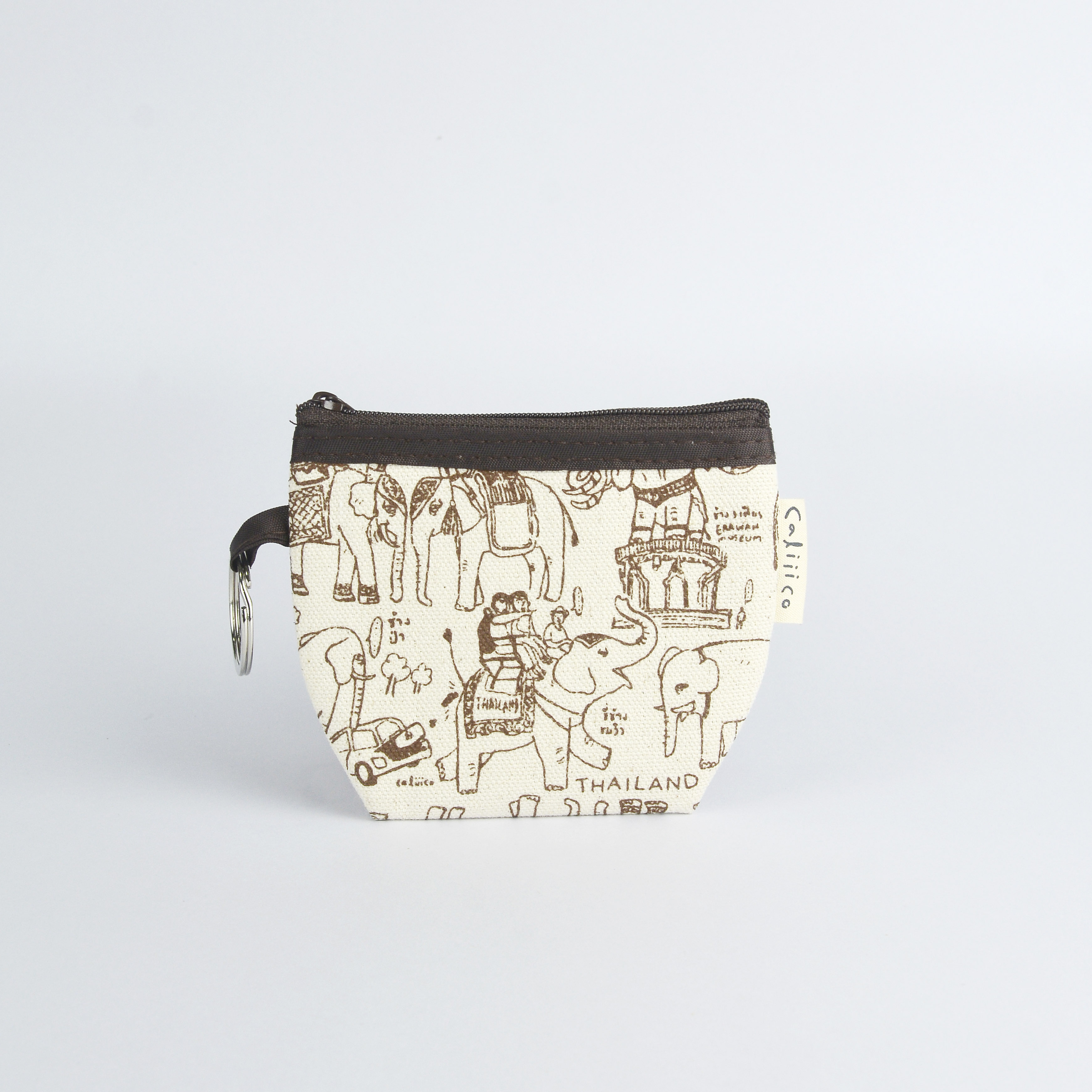กระเป๋าใส่เหรียญลายช้างไทย สีน้ำตาล coin bag Brown