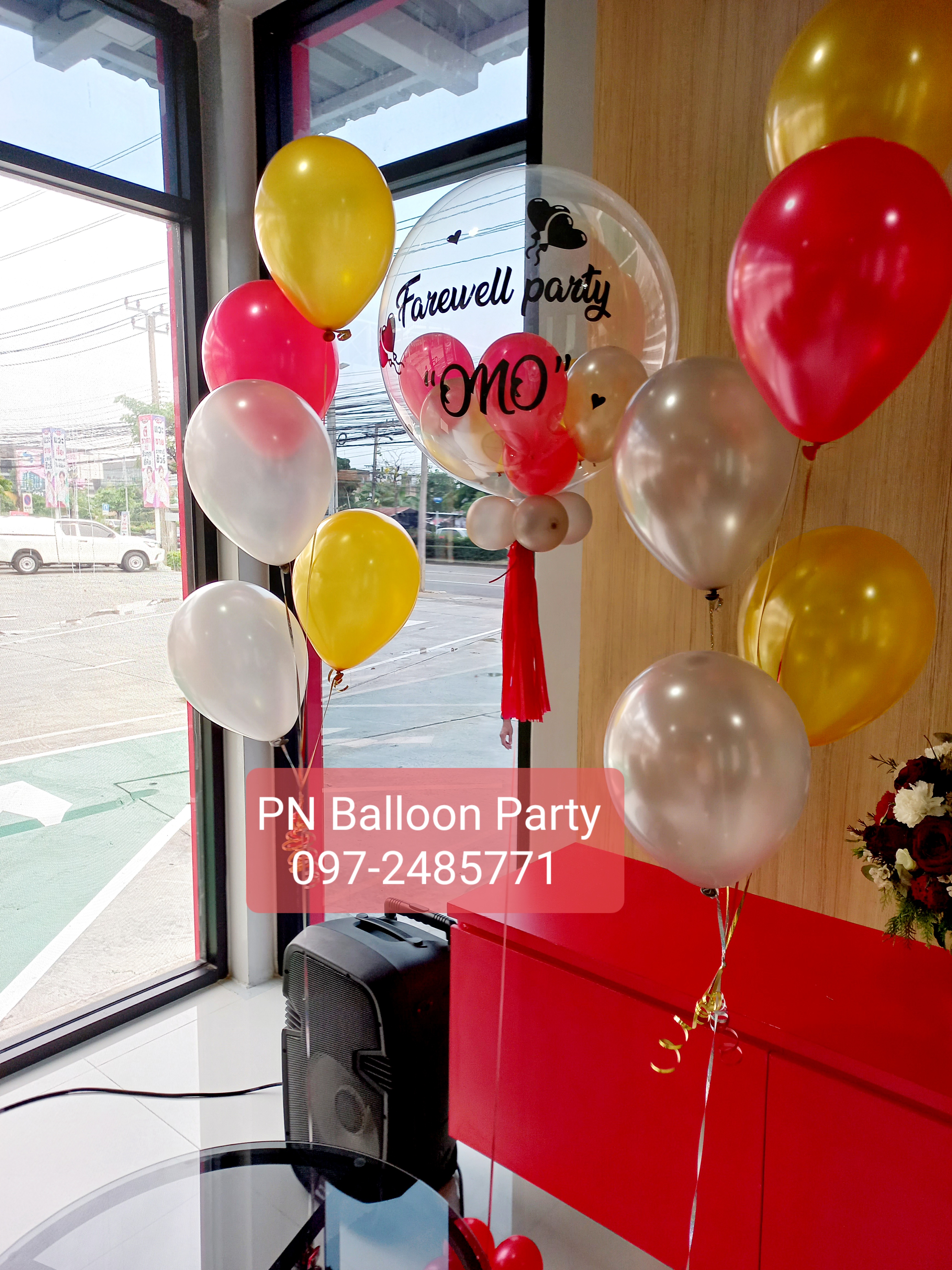 SET ช่อลูกโป่งบับเบิ้ลญี่ปุ่น พร้อมข้อความ+พู่ Bubble Balloons Colorful
