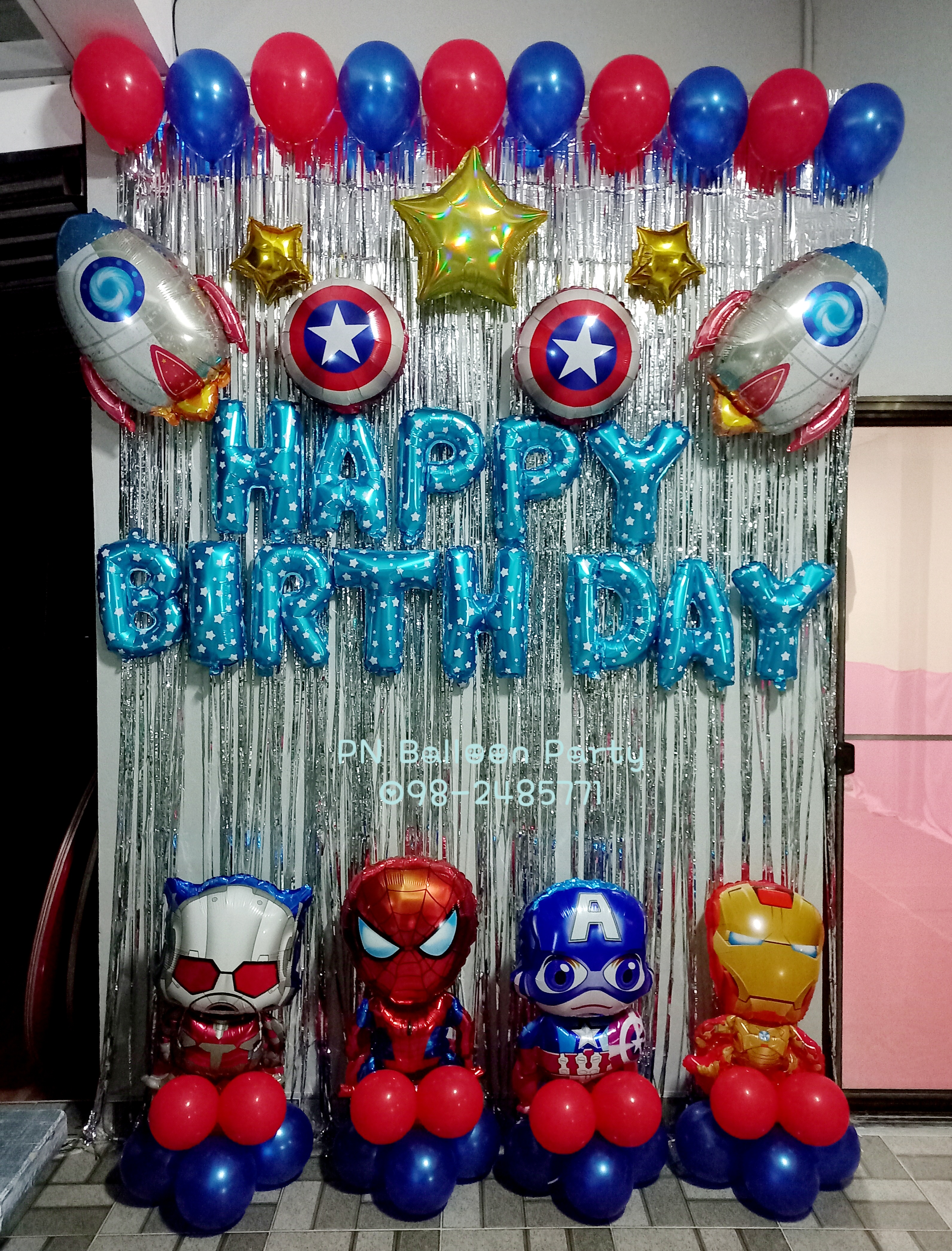SET ลูกโป่งวันเกิดซุปเปอร์ฮีโร่มาเวล Super Hero Marvel Happy Birthday Balloons