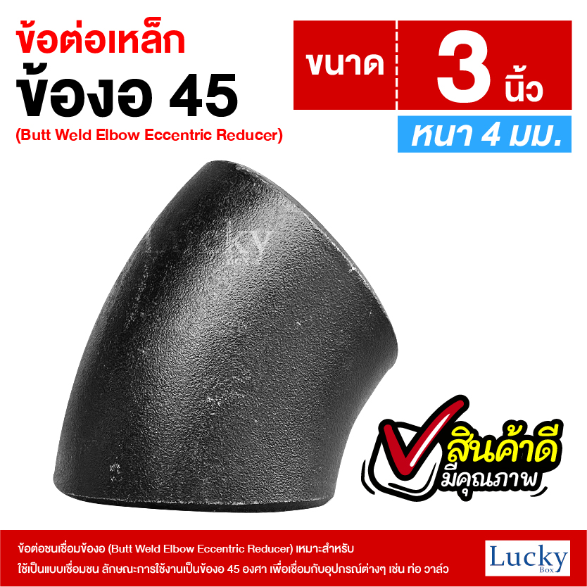 ข้อต่อเหล็ก ข้องอ 45 องศา ขนาด 3 นิ้ว (Butt Weld Elbow Eccentric Reducer)