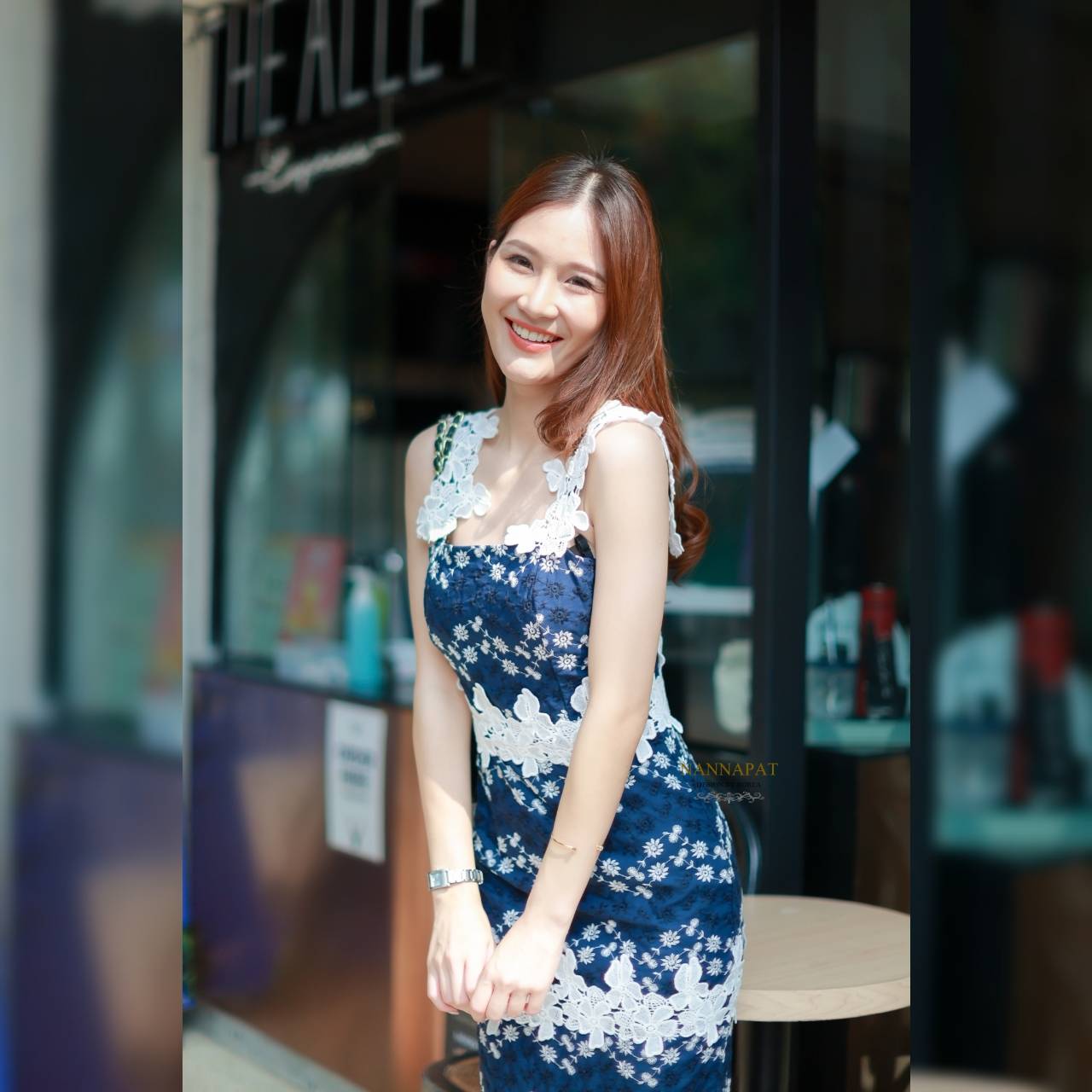 Dress ผ้าลูกไม้ทั้งชุด ตัดลายดอกขาว