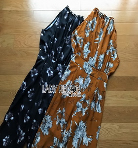Lady Ribbon Holiday Floral Printed Jumpsuit