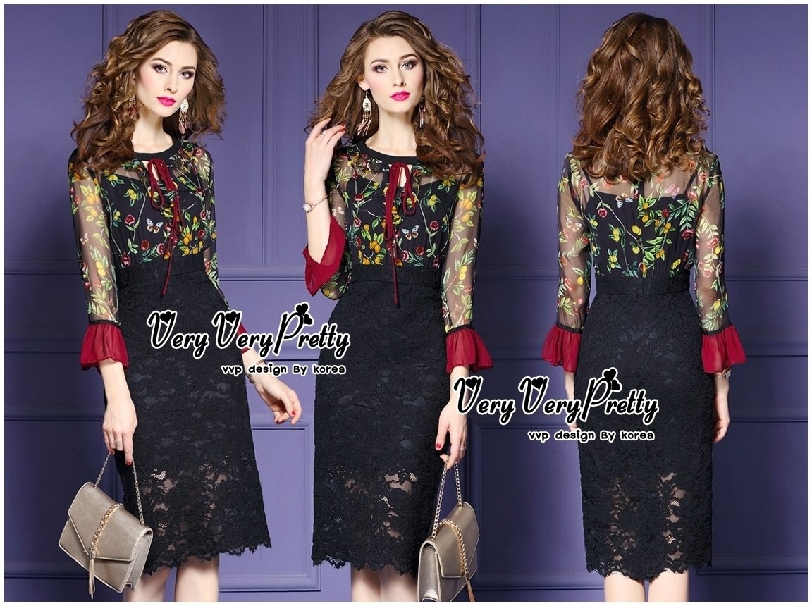 Black Lace Dress เดรสผ้าชีฟองตัดเย็บ