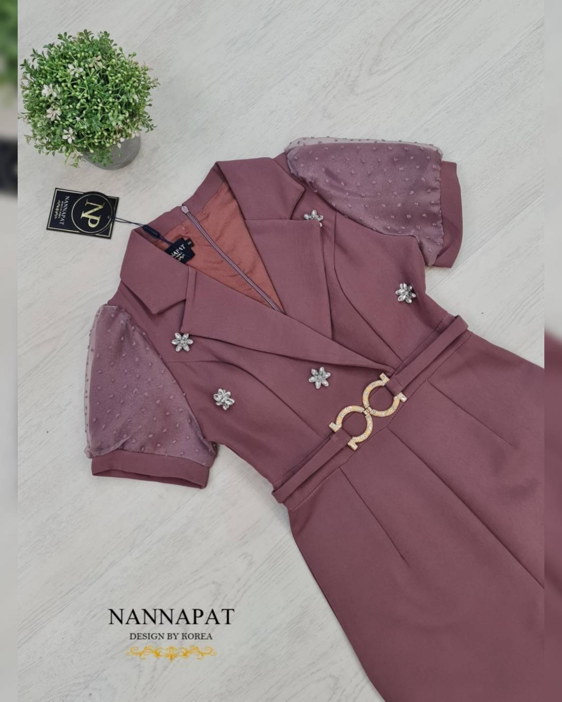 จั้มสูทม่วงกะปิงานซิปหลัง มีฟองน้ำอก