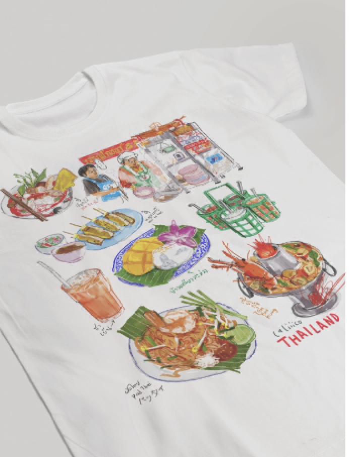 Caliiicoเสื้อยืดลายThai street food
