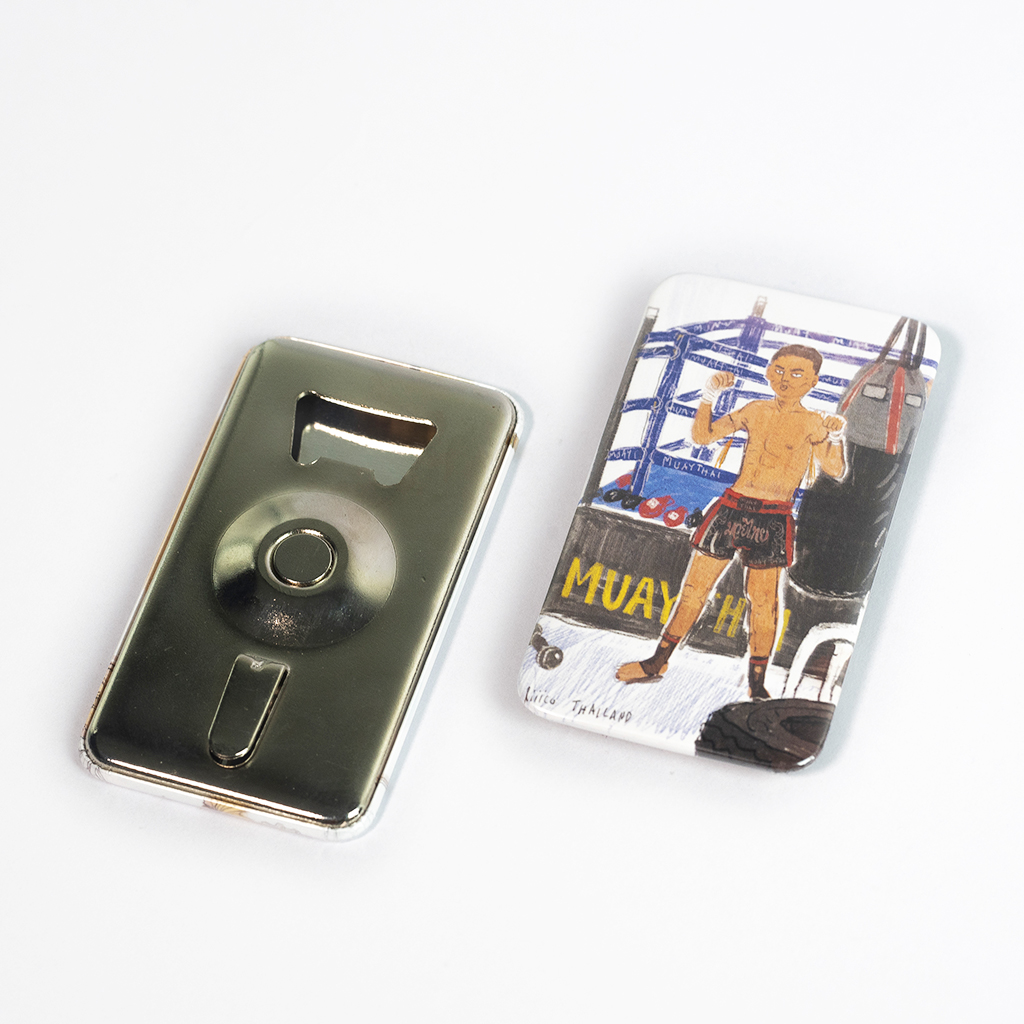 Caliiicoที่เปิดขวดพร้อมแม่เหล็กลายมวยไทย bottle opener with magnet Thai boxing camp1
