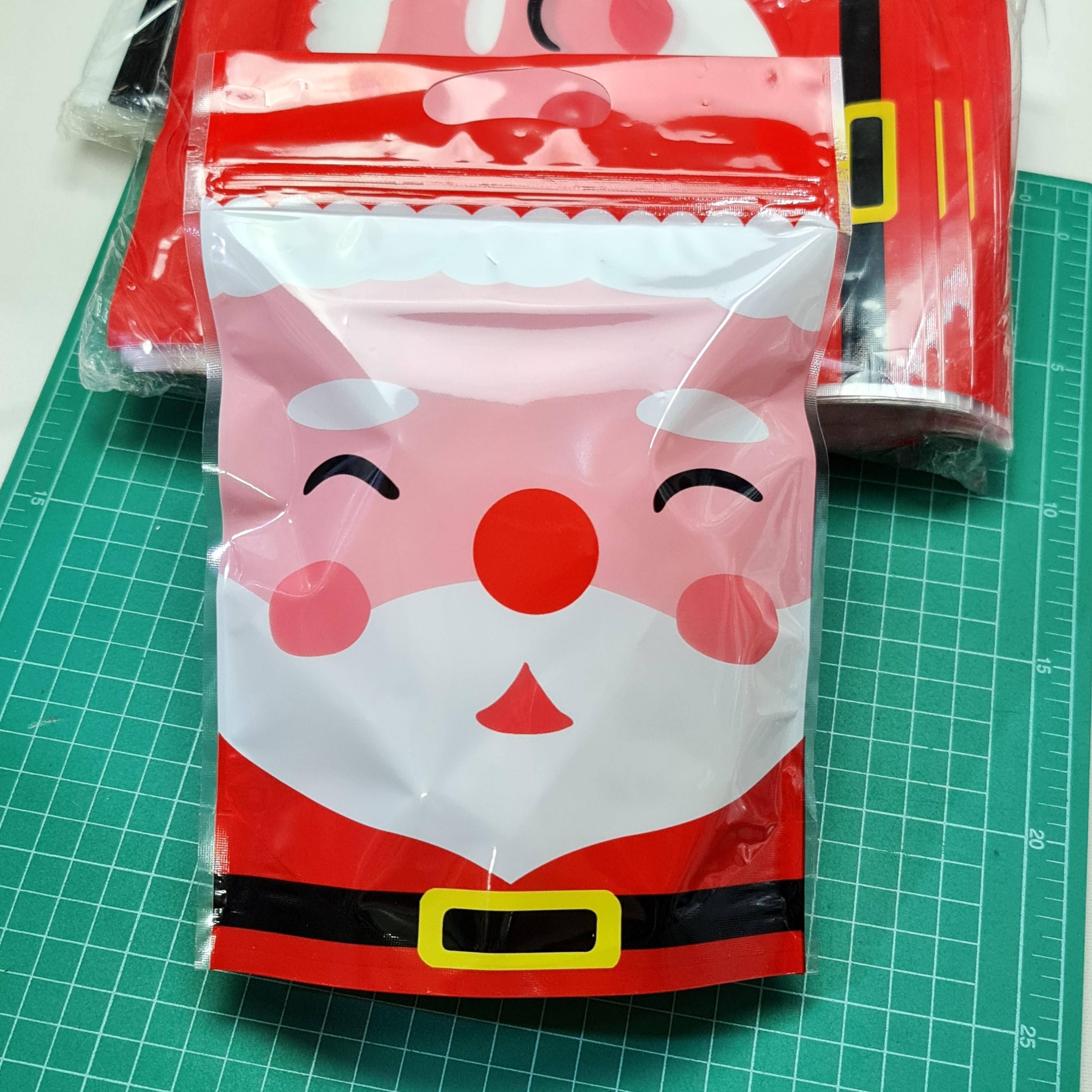 ถุงซิปตั้งได้ มีหูหิ้ว ซานต้า คริสมาส ~50ใบ/แพ๊ค ซิปล็อค พลาสติก แพ็คเกจ เบเกอรี่ j12