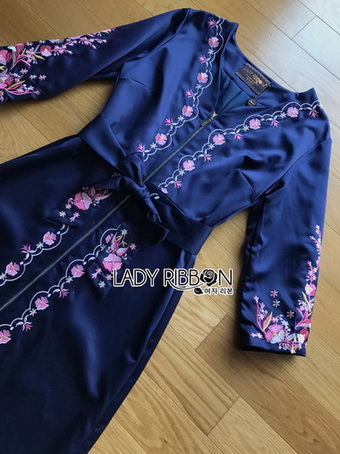 Navy Crepe Long Dress เดรสยาวผ้าเครปสีกรม