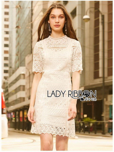 Lace Dress เดรสสั้นผ้าลูกไม้สีพาสเทลทรงเบสิก