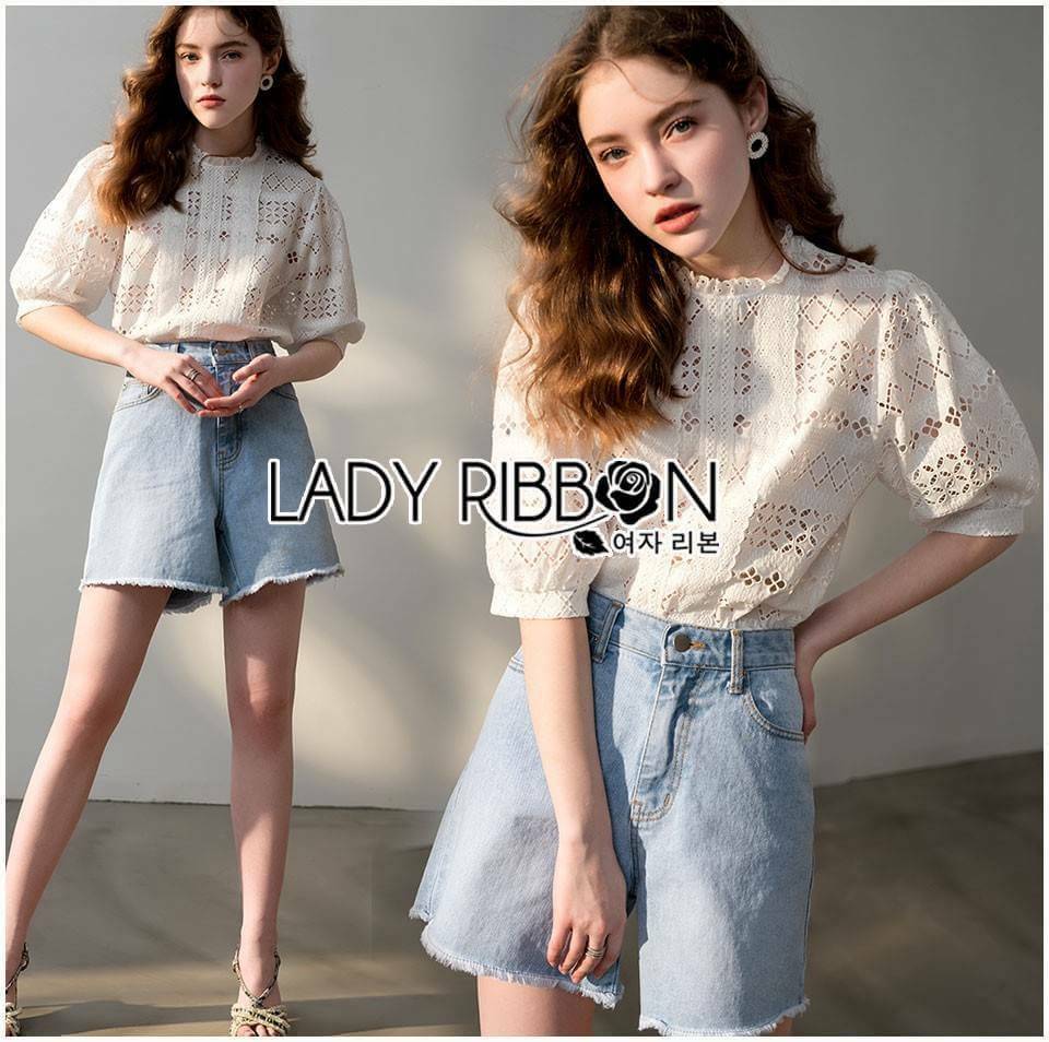 เสื้อคอตตอนฉลุลายสไตล์โมเดิร์นวินเทจ