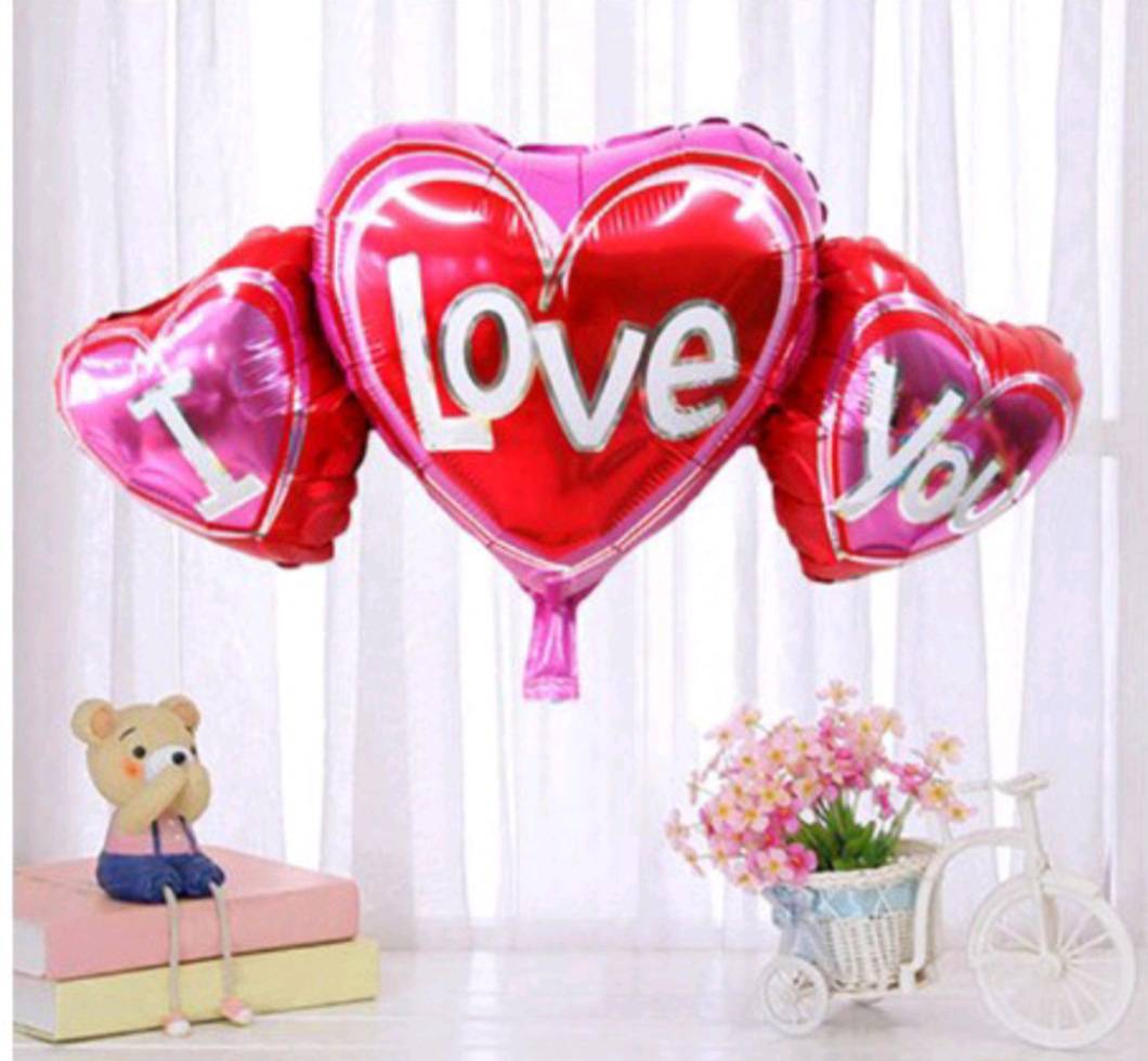 ลูกโป่งหัวใจ I LOVE YOU แบบ 3 ชั้นต่อกัน 3 in 1 Red Heart Foil Balloon for Valentine