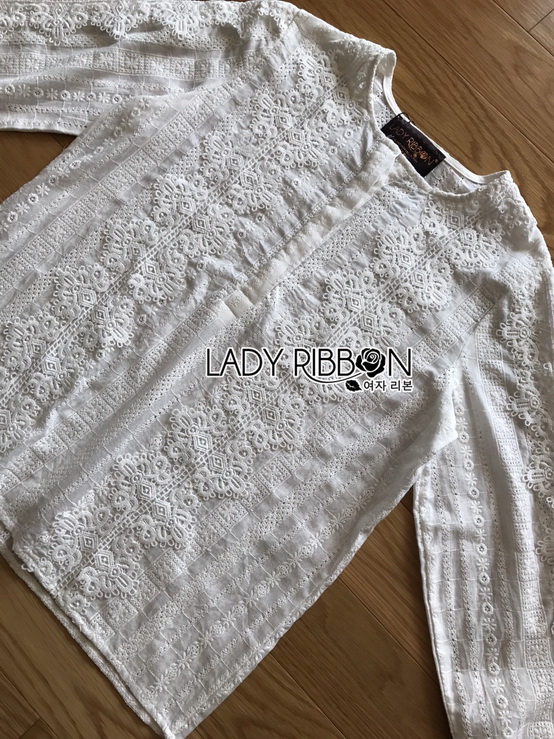 White Lace Blouse เสื้อแขนยาวผ้าลูกไม้สไตล์เบสิก