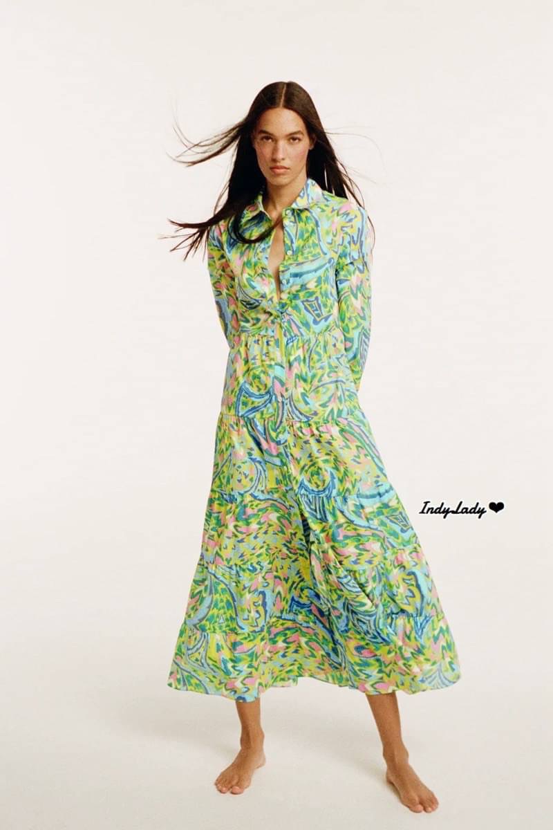 Maxi Dress แขนยาว คอปก