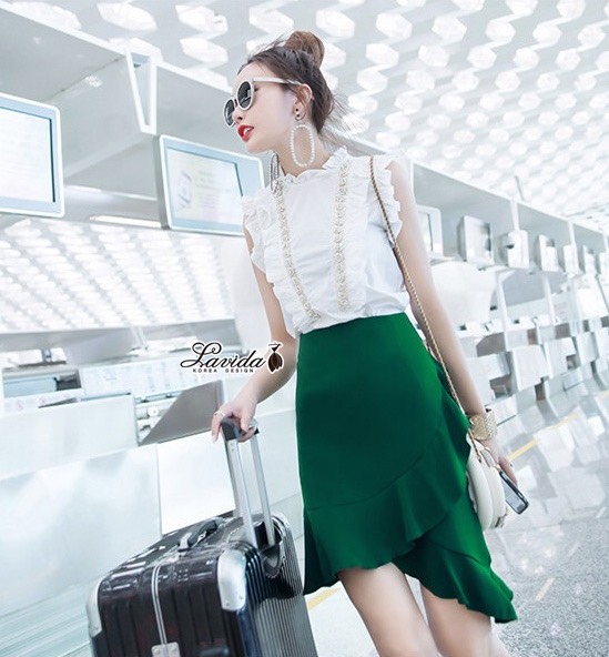 เซตตัวเสื้อผ้า cotton สีขาวแขนกุด