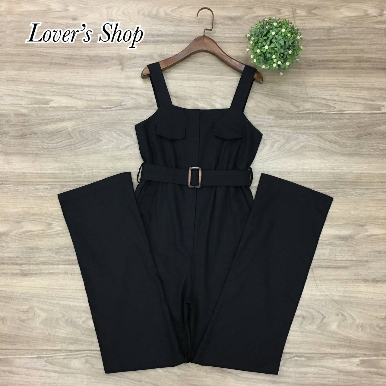 จั้มสูทขายาวผ้าลินิน ดีเทลสายเดี่ยว