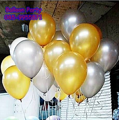 ลูกโป่งสวรรค์ทรงกลมสีมุก สีทอง พาสเทล Latex Metalic Color Balloon แพคละ 20 ใบ