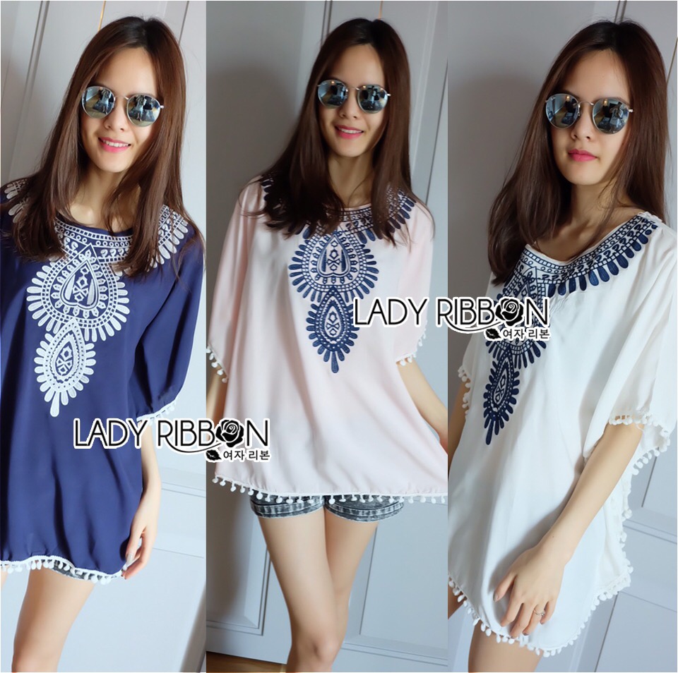 Lady Ribbon's Made Lady Narissa Hippie Chic Embroidered Blouse เสื้อผ้าแขนกว้างปักลายสไตล์ฮิปปี้ชิค ลุคนี้เหมาะกับสาวเซอร์ โบฮีเมียน แอบหวานหน่อยๆ