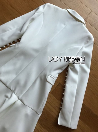 Smart Elegant Lady Ribbon Ruffle Suit