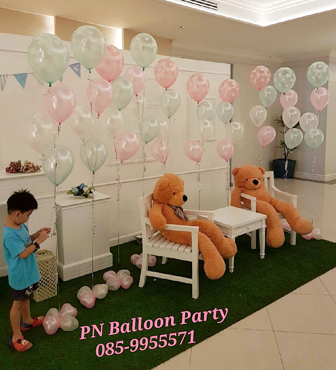 รับจัดงานเลี้ียงด้วยลูกโป่งสีมุก ทุกโทนสี พร้อมจัดช่อฟรี