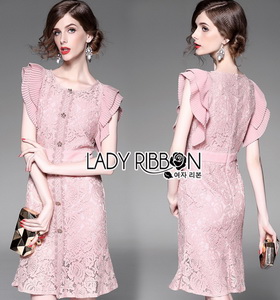 Lady Ribbon Charlotte Sweet Elegant Pleated-Shoulder