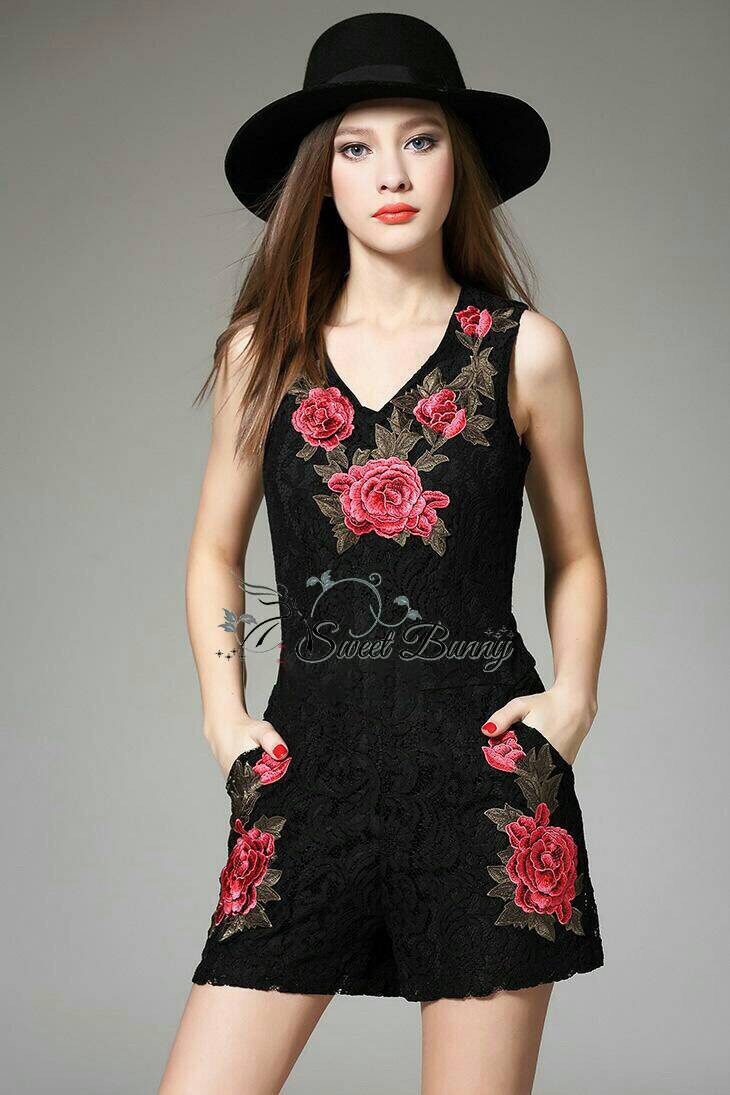 Lady Ribbon Online SB 04020616 Sweet Bunny Present... Lace Trim Playsuit