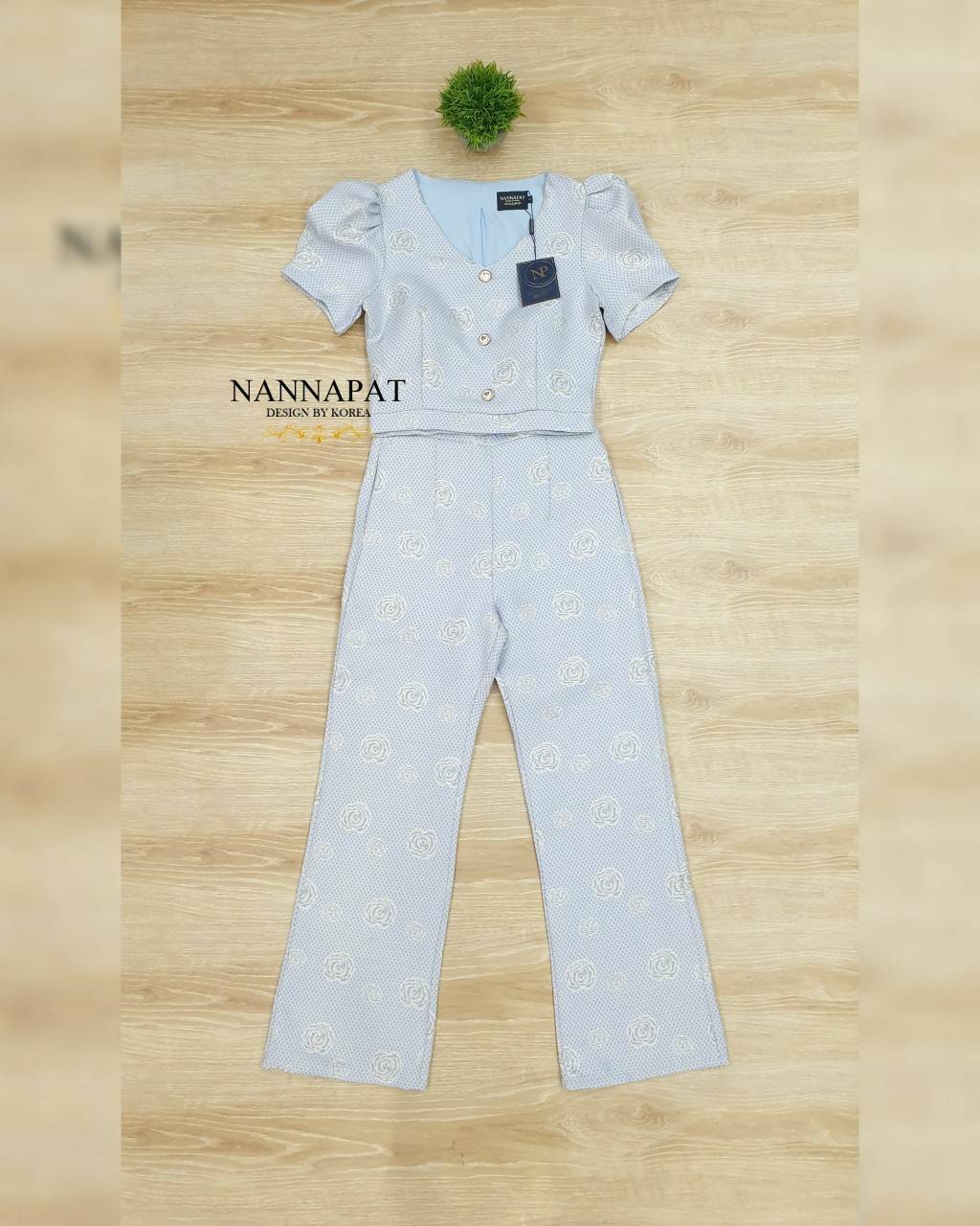 เซทขายาวผ้าทอลายกุหลาบ