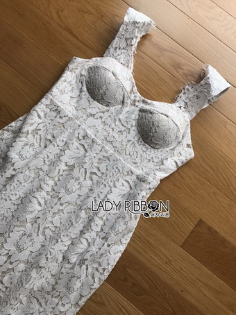 Lady Leanne Sexy Feminine White Lace Dress