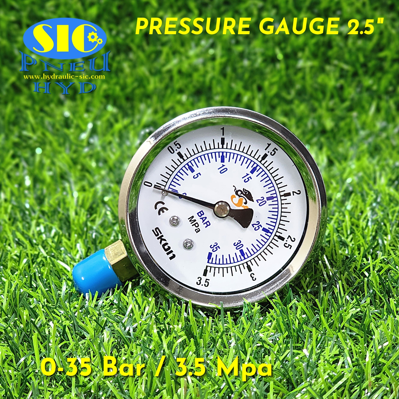 Pressure Gauge Range Bar/Mpa เกจวัดแรงดัน (321-22-*** : หน้าปัด 2-1/2" เกลียวออกข้าง) (SKON)