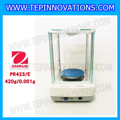 เครื่องชั่งดิจิตอล ทศนิยม3ตำแหน่ง รุ่น PR423/E เครื่องชั่ง420gx0.001g เครื่องชั่งดิจิตอล420g เครื่องชั่งละเอียดสูง420กรัม พิกัดน้ำหนัก 420g ความละเอียด 0.001g ยี่ห้อ OHAUS รุ่น PR423/E