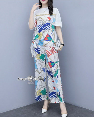 ชุดเซ็ทลำลองใส่ง่ายสบายๆเสื้อคอกลม