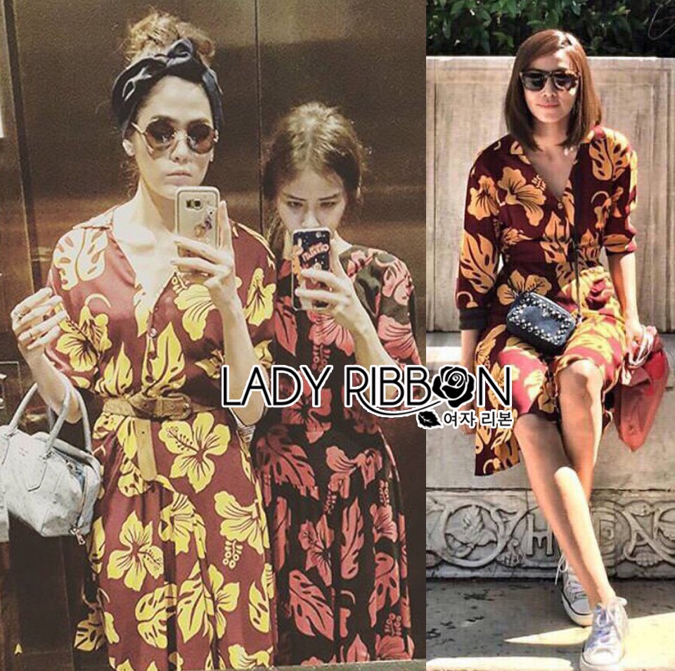 🎀 Ladyribbon's Made 🎀 Prada Hawaiian Tropical Printed Shirt Dress "ชุดแฟชั่น"เชิ้ตเดรสพิมพ์ลายดอกไม้ฮาวายทรอปิคัลสไตล์แบรนด์ปราด้า"เสื้อผ้าแฟชั่นเกาหลี" ลุคนี้เหมือนกับที่ชมพู่ใส่เป๊ะๆ เลยค่ะ งานดีมากๆ "เสื้อผ้า