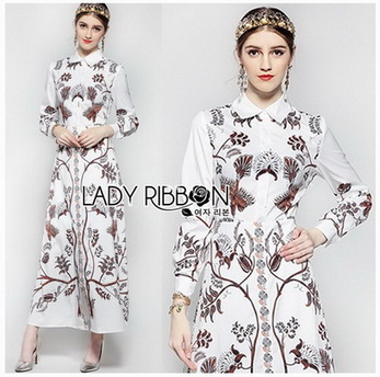 🎀 Lady Ribbon's Made 🎀 Lady Babara Wild Printed White Shirt Dress