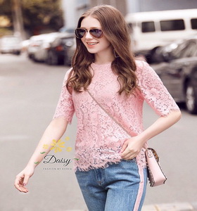 เสื้อผ้าลูกไม้กระดุมแฟชั่นเทรนด์เกาหลี