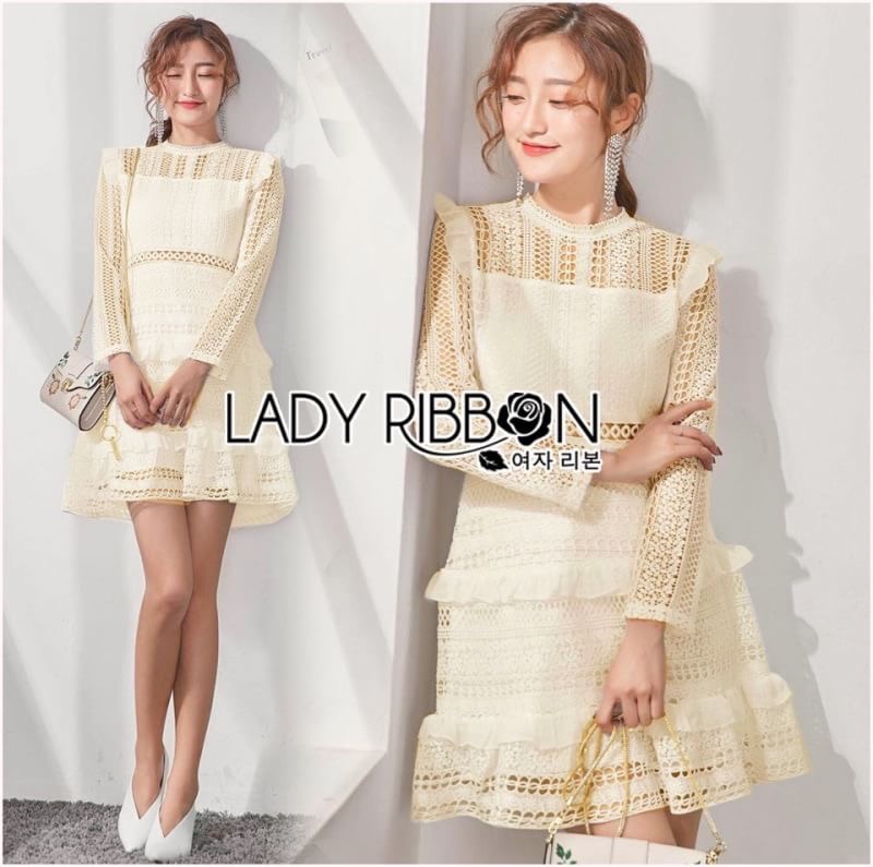 Lace Dress เดรสผ้าลูกไม้สีพาสเทลตกแต่งระบาย