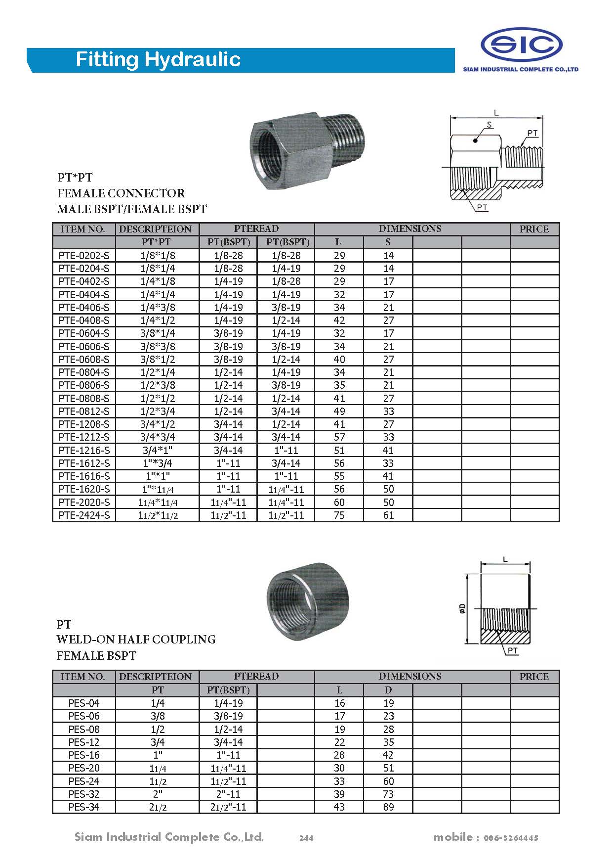 ข้อต่อไฮดรอลิค Fitting Hydraulic 3000 PSI