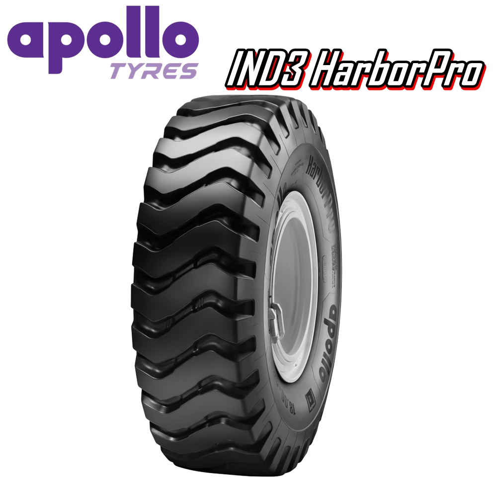 ยางรถบรรทุกขนาดใหญ่ ยางรถเหมือง ขนาด 18.00-25 รุ่น IND3 HarborPro ชนิด TL 40PR ยี่ห้อ APOLLO