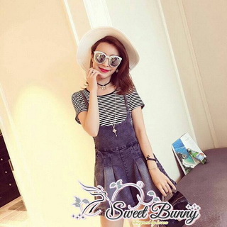 Lady Ribbon Online ขายส่งเสื้อผ้าออนไลน์เลดี้ริบบอน Sweet Bunny SW09010816 Sweet Bunny Present... Stripe Tee And Denim Jumpsuit Set