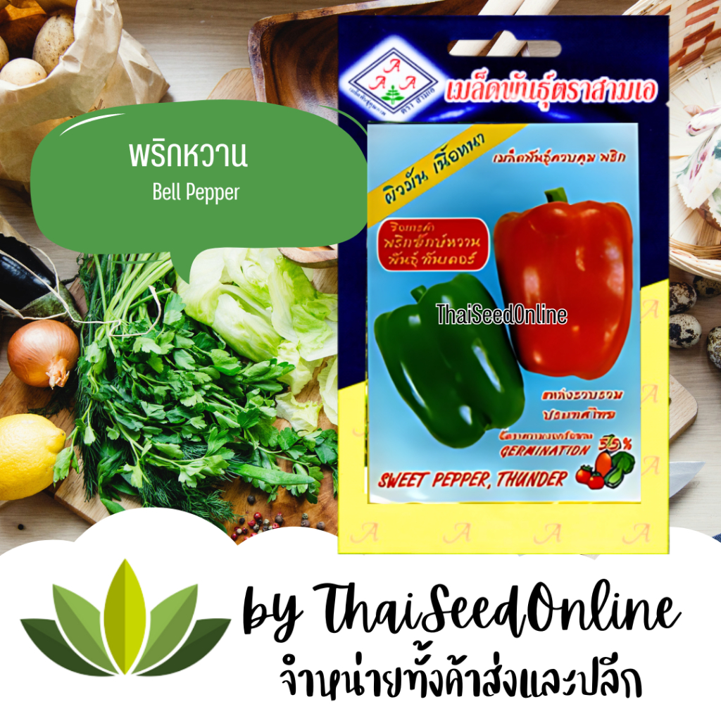 333(ตองสาม) 3A เมล็ดพันธุ์ พริกหวาน พริกยักษ์หวาน ธันเดอร์ ตราสามเอ (3A）BELL PEPPER