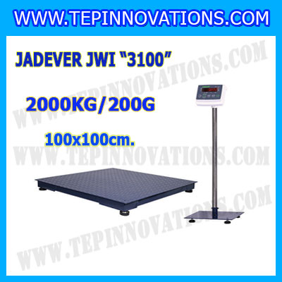 เครื่องชั่งดิจิตอลตั้งพื้น 2000kg ยี่ห้อ JADEVER รุ่น JWI-3100 II ขนาดแท่น 100x100cm. เครื่องชั่งน้ำหนัก2000กิโล เครื่องชั่งดิจิตอลชั่งน้ำหนัก2000kg ตาชั่ง2000kg ตาชั่ง ดิจิตอล2000kg เครื่องชั่งดิจิตอล2000kg พิกัดน้ำหนัก 2000kg ค่าละเอียด 0.2kg