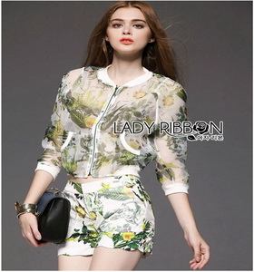 Lady Ribbon Jacket and Printed ขายส่งเสื้อแจ๊กเก็ต