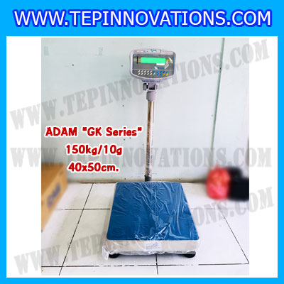 เครื่องชั่งน้ำหนักดิจิตอล ADAM รุ่น GK-150kg x 0.01kg เครื่องชั่งน้ำหนัก150กิโล เครื่องชั่งดิจิตอล150kg เครื่องชั่งน้ำหนัก150kg ตาชั่ง150kg ขนาดแท่น 40x50cm ยี่ห้อ ADAM รุ่น GK