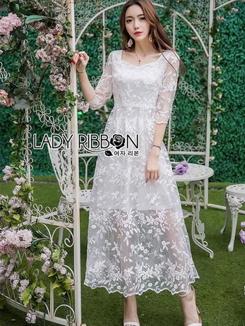 Lady Eves Princess Style White Lace Dress