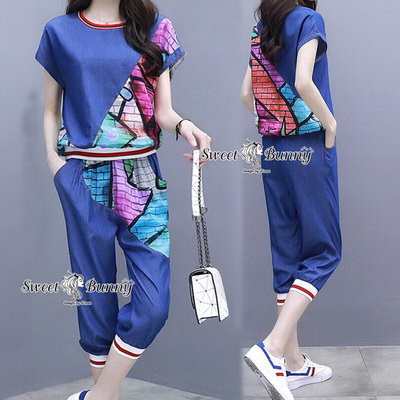 เสื้อ sport แขนสั้นด้านข้างพิมพ์ลายสีๆ