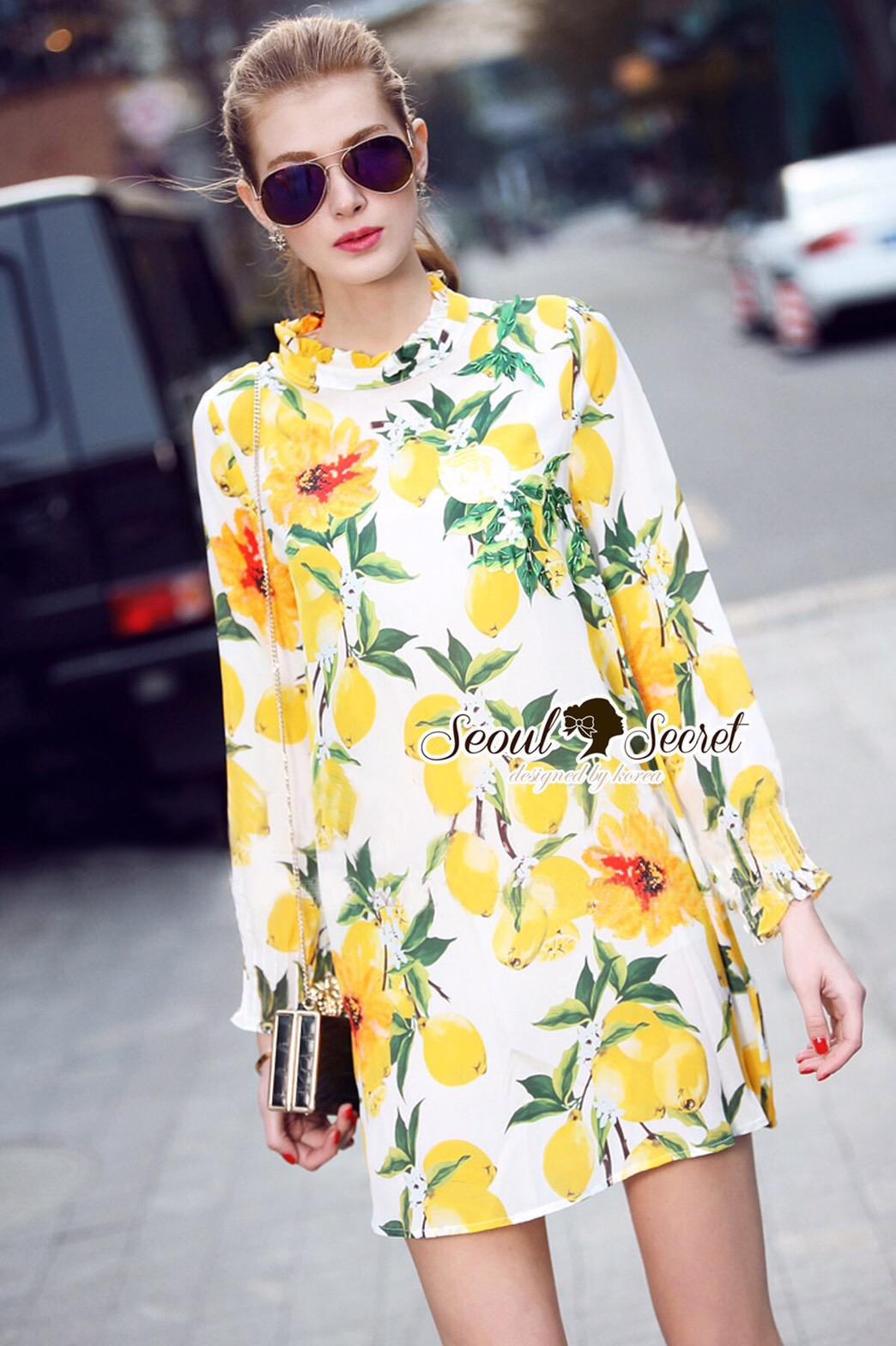 Lady Ribbon Online เสื้อผ้าออนไลน์ ขายส่ง SS05200616 Seoul Secret Say's... Lemonnade Handmake Sequin Dress